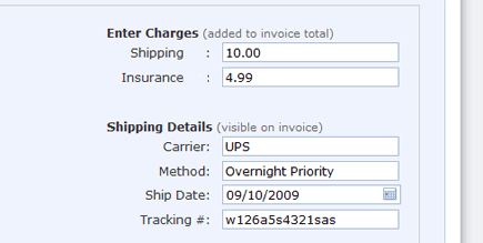 Track Shipping Charges and Related Information